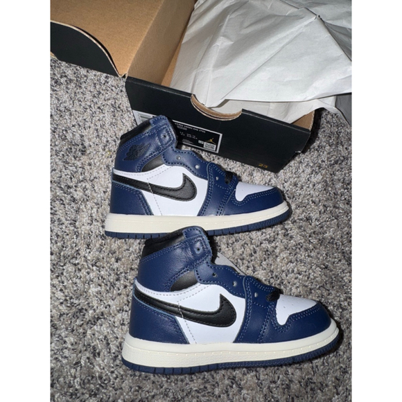 Baby Jordan 1 Retro High OG Navy White Black Sneakers Size 7c - Picture 1 of 9